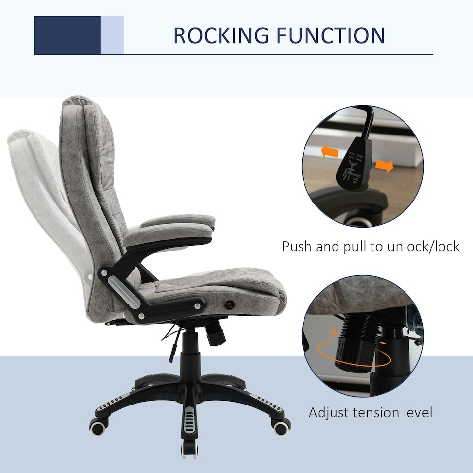 image 1 of Vinsetto High Back Home Office Chair Swivel Microfibre Fabric Desk Chair, Grey