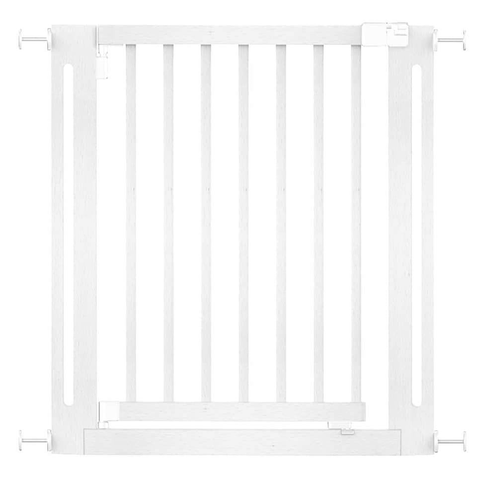 image 1 of Safetots Wooden Elegance Gate, White, 79cm - 87cm, Pressure Fit Safety Gate, 57cm Extra Wide Doorway, Easy Installation