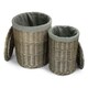 image 1 of Set of 2 Antique Wash Round Laundry Basket with Grey Sage Lining Grey | Grey