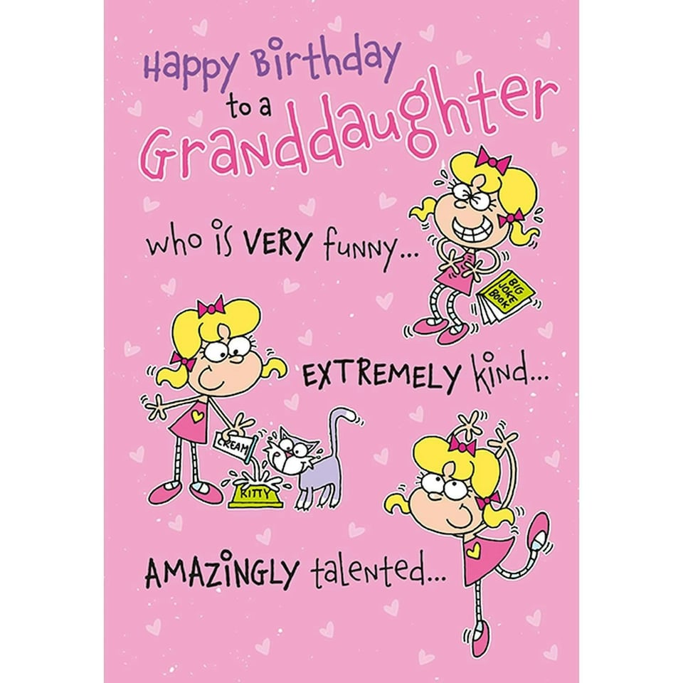 Words 'n' Wishes Traditional Granddaughter Birthday Card, Birthday Card Granddaughter, Multi-Coloured 23.5 x 16.5 cms