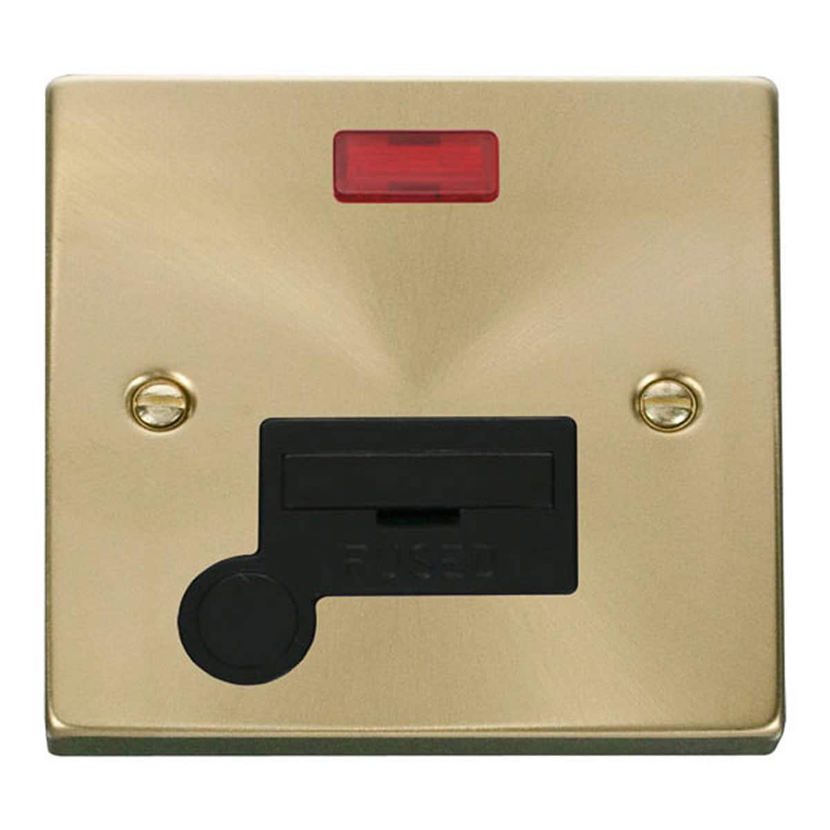 SE HOME Satin Brushed Brass 13A Fused Connection Unit With Neon With Flex Gold Satin Brass
