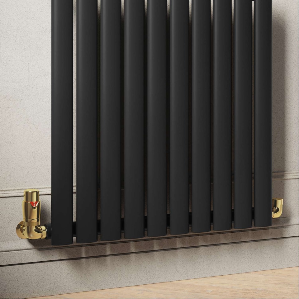 image 1 of Stirling Bold - Polished Brass Thermostatic Radiator Valve & Installation Kit Corner 15mm