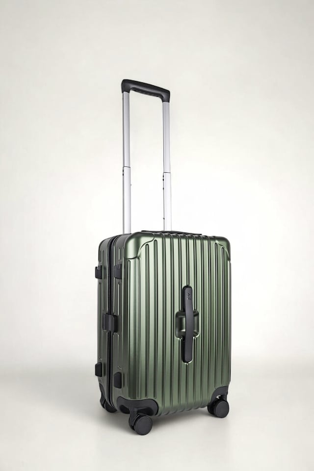 image 1 of Lightweight Hard Shell Carry-On Suitcase with Cupholder | Green | Cabin Bag