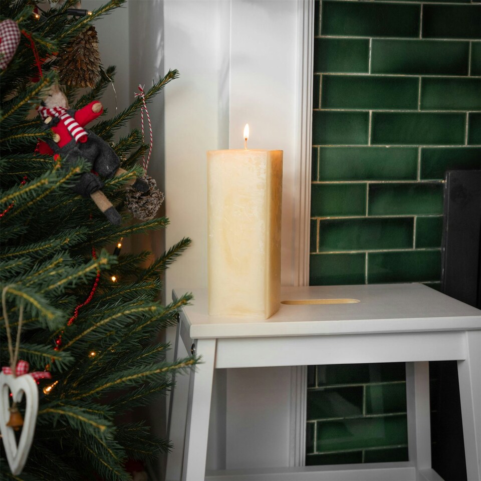 image 1 of Nicola Spring Square Vanilla Pillar Candles - 110 Hours - Cream - Pack of 3