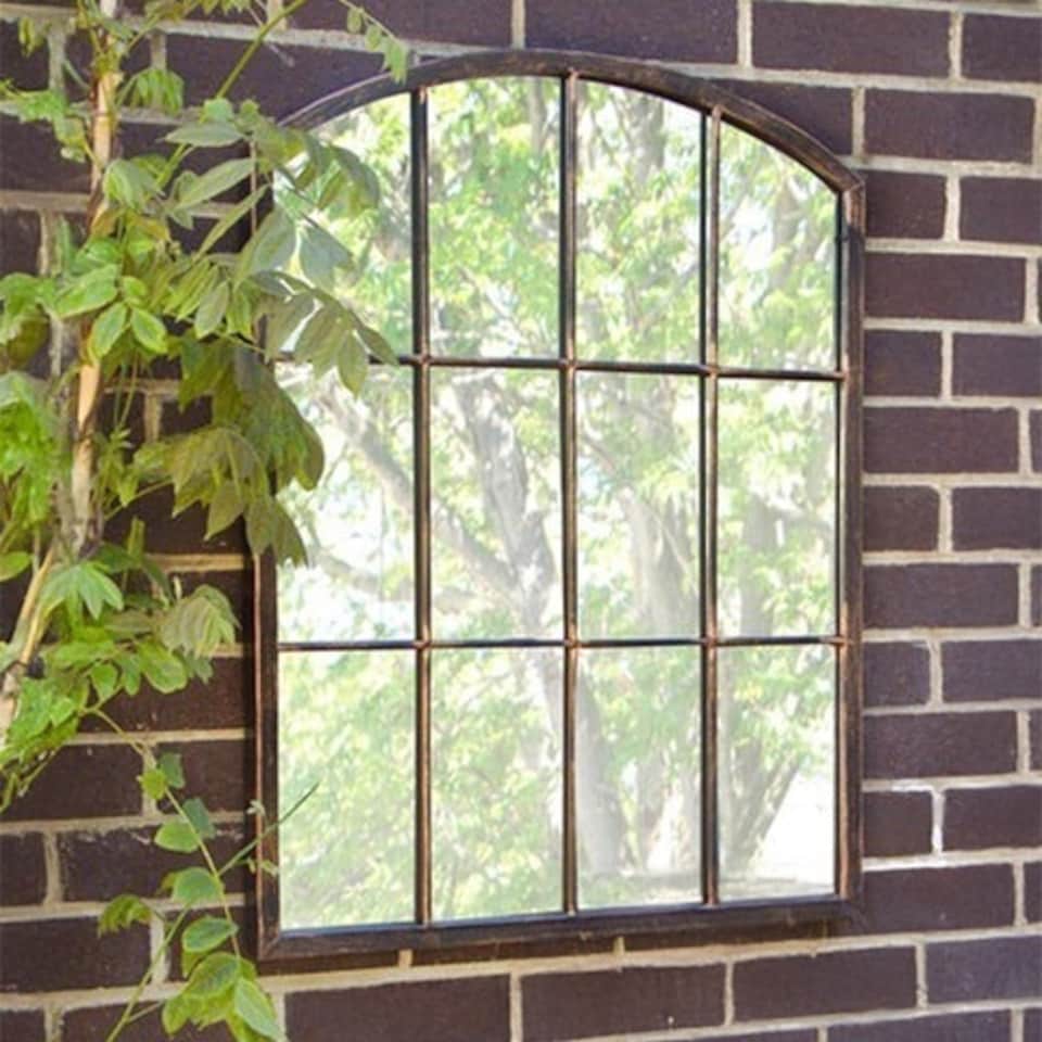 image 1 of Primrose Metal Arched Glass Garden Mirror 2ft 7in x 2ft