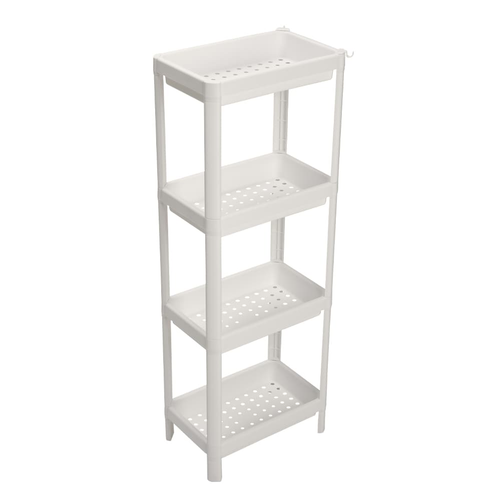 Living and Home 4-Tier Multifunction Plastic Storage Rack for Kitchen or Bathroom | White | 4 Tier