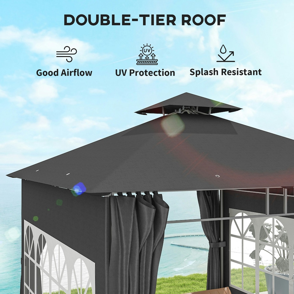 image 1 of Outsunny 3 x 3 m Garden Gazebo, Outdoor Gazebo Canopy Shelter