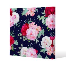 Roses on Navy (Canvas Print) / 61 x 61 x 4cm | Multi