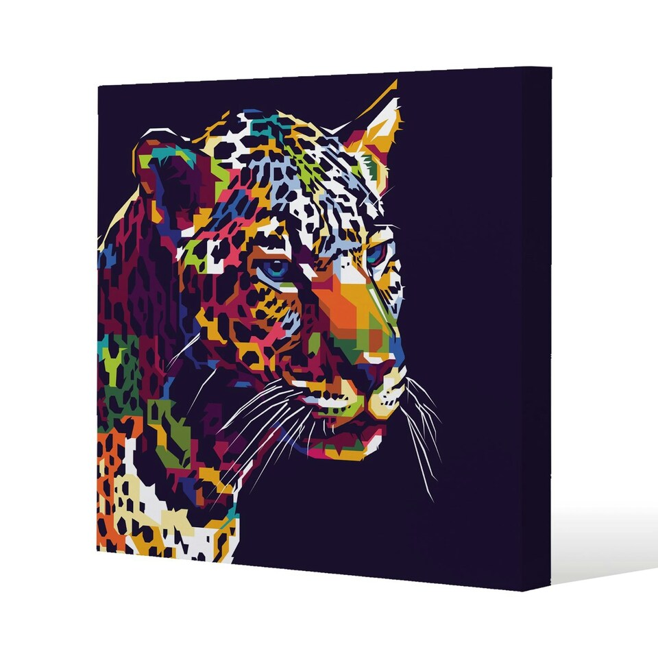 image 1 of leopard face with pop art style (Canvas Print) 46 x 46 x 4cm