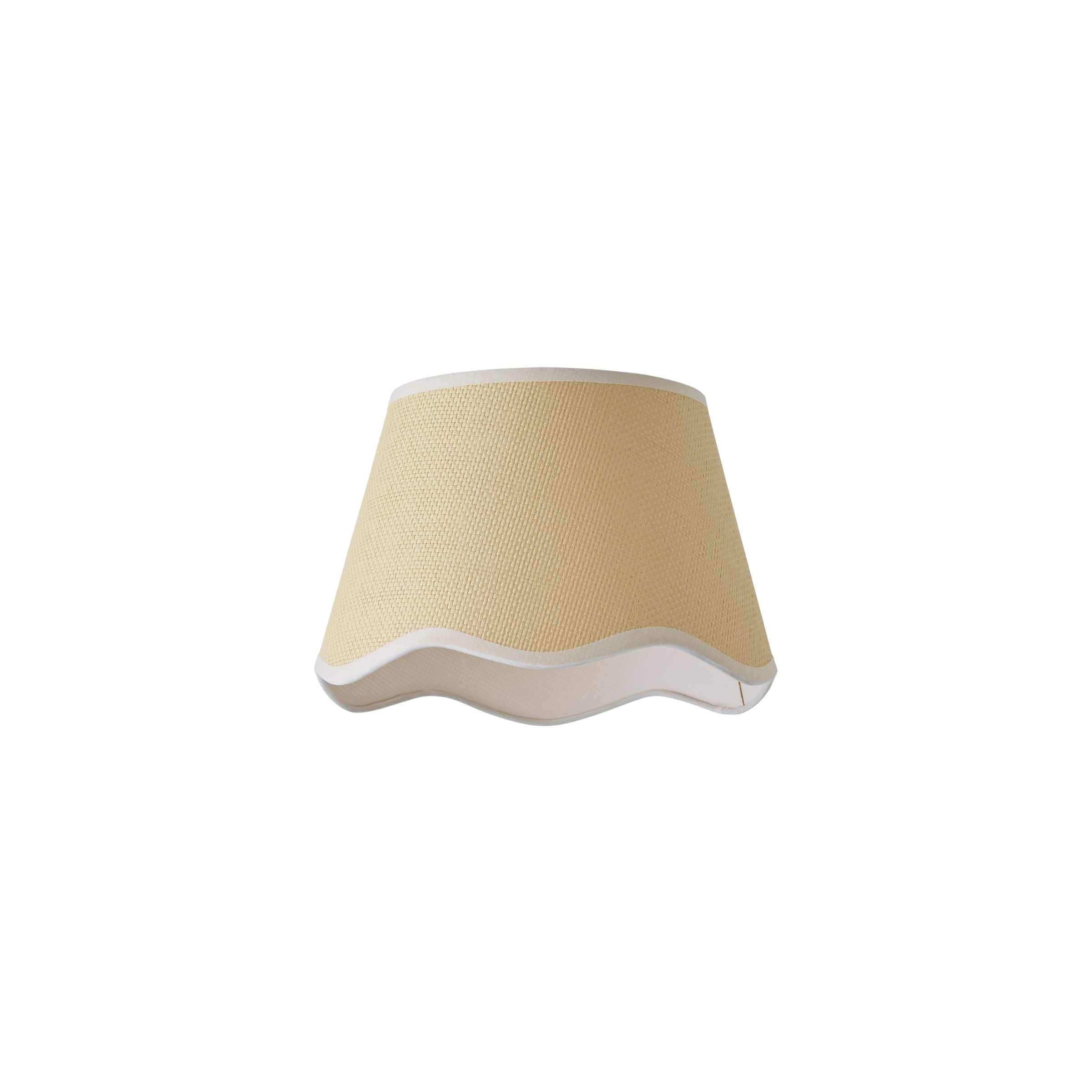 ValueLights Dutton Natural Fabric Scallop Edge Small Lamp Shade with LED Bulb in White