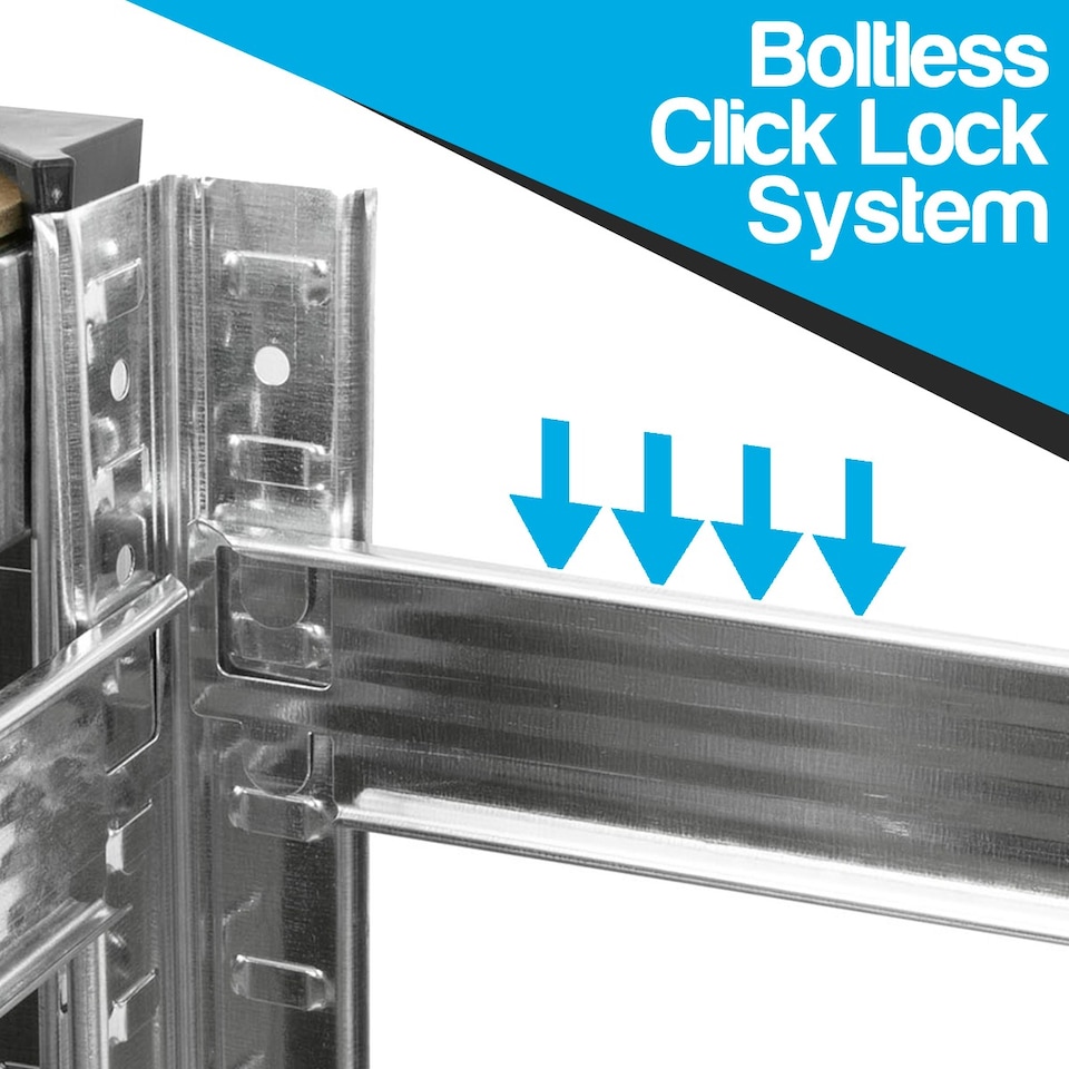 image 1 of TekBox Boltless Garage Silver Shelving Rack