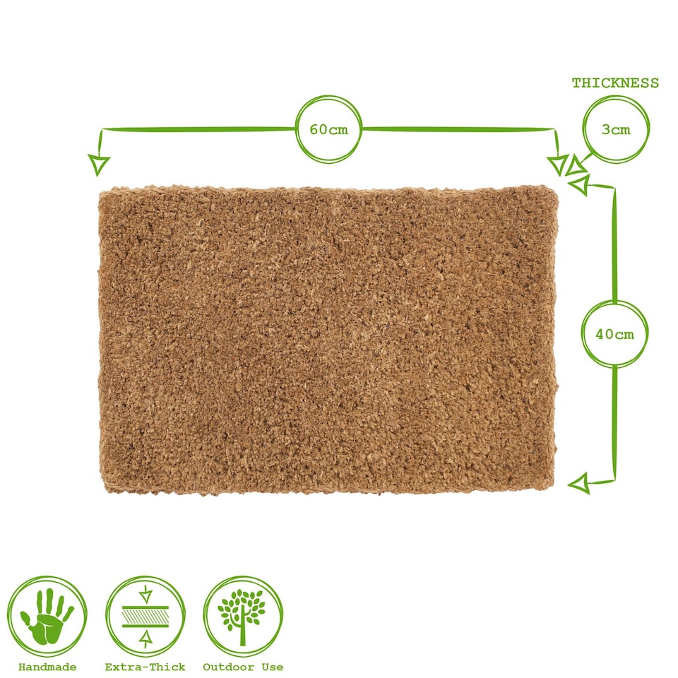 image 1 of Nicola Spring Premium Handmade Coir Door Mats - 60cm x 40cm - Pack of 2