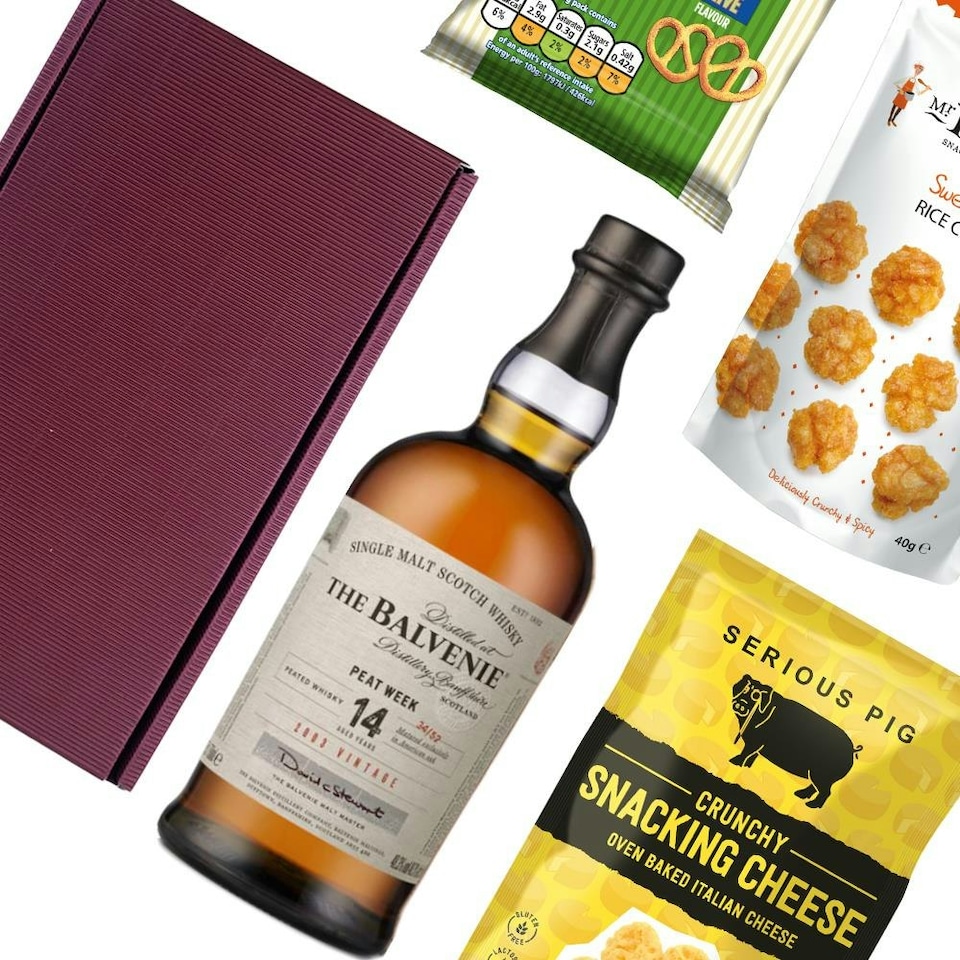 image 1 of Balvenie Stories, The Week of Peat 14 year old Whisky Nibbles Hamper 70cl 48.3% abv