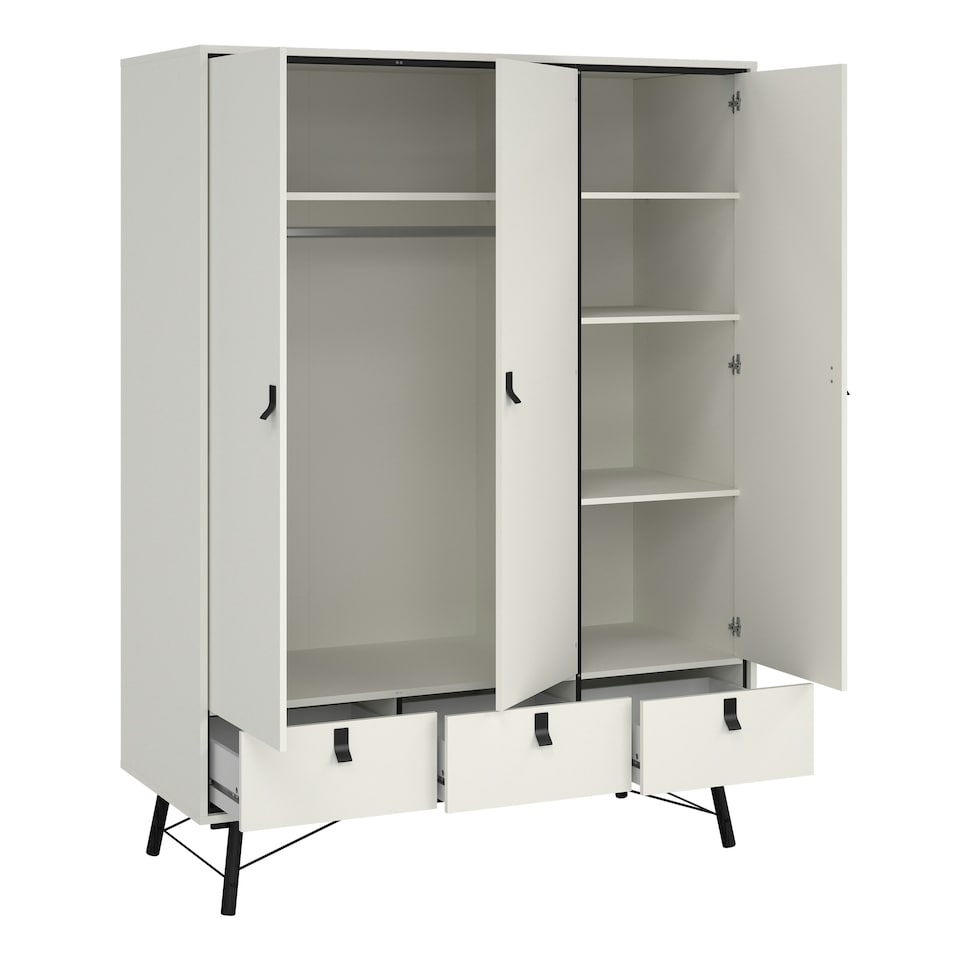 image 1 of Ry Wardrobe 3 Doors 3 Drawers in Matt White