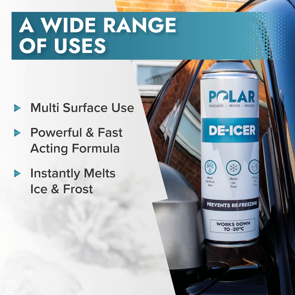 image 1 of Polar De-Icer Fast Acting Spray Prevents Refreeze | Clear | Clear | 500 ml | 1