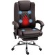 image 1 of HOMCOM Massage Office Chair with Heat, PU Leather Reclining Desk Chair with 6-point Vibration, Adjustable Height, Swivel Wheels for Home Work Study, Dark Brown