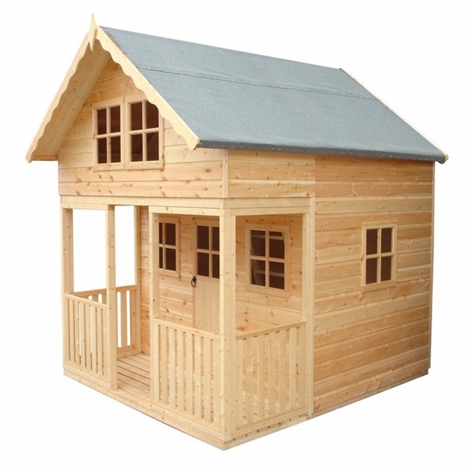 image 1 of Lodge 8 x 9 Feet Single Door with Two Fixed and Three Opening Windows Playhouse Brown