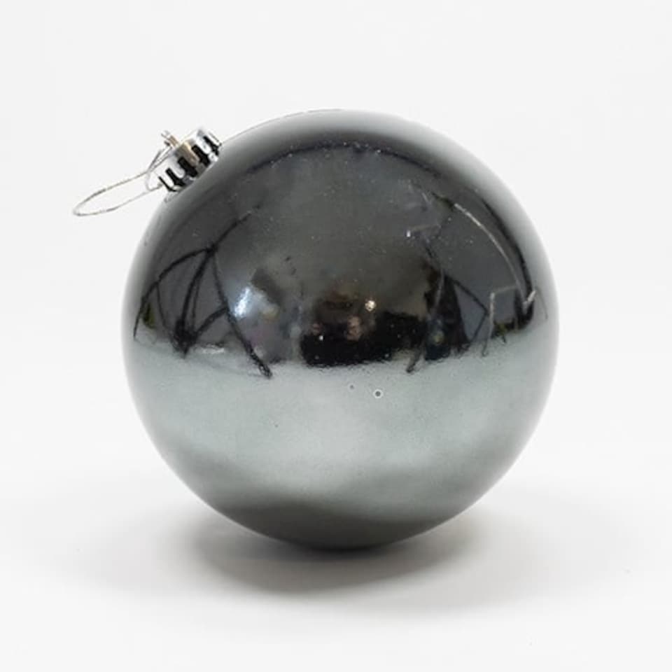 Dark Grey Shiny Shatterproof Christmas Bauble 15cm