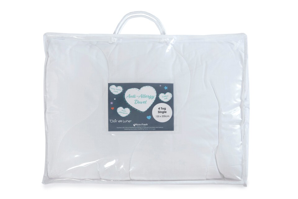 image 1 of Clair De Lune Anti Allergy 4 Tog Duvet Single | White