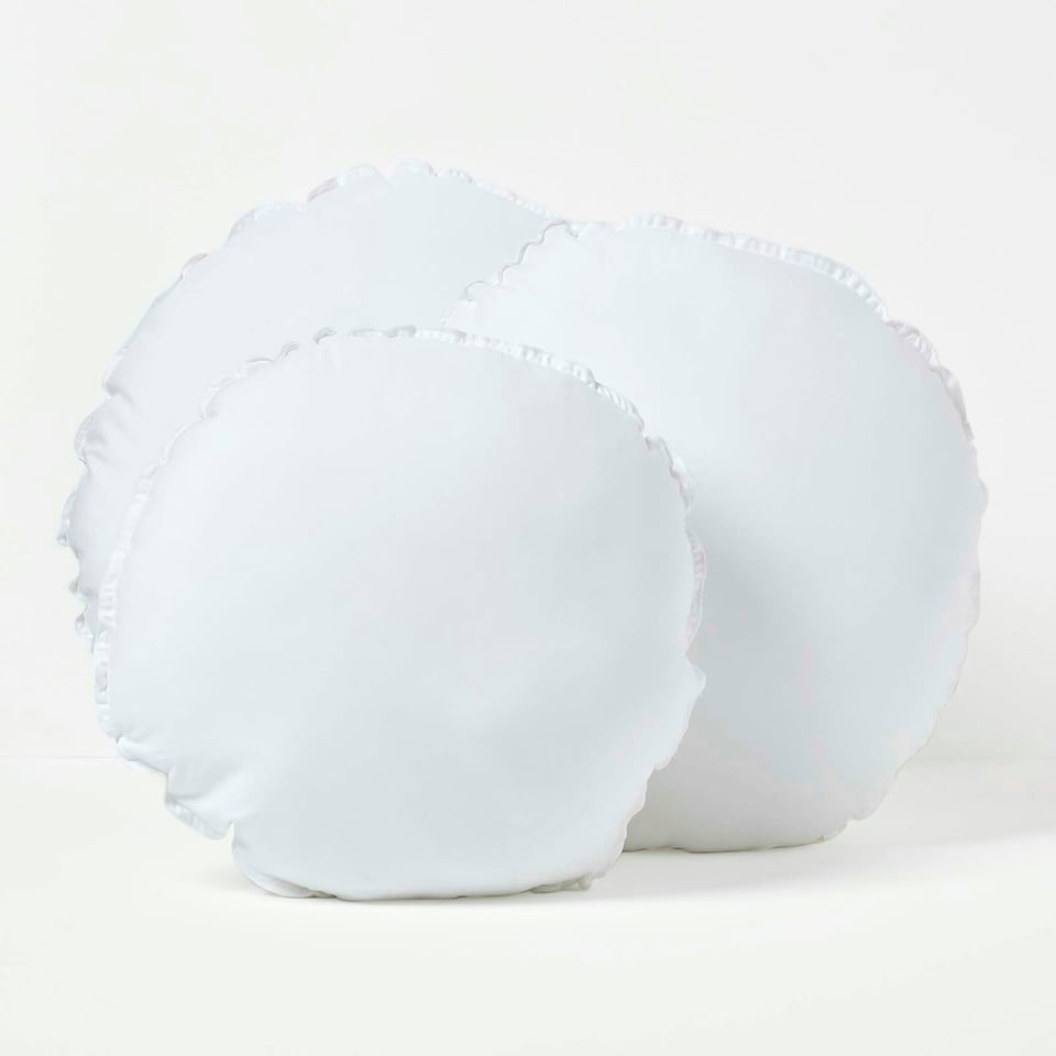 image 1 of Homescapes Luxury Super Microfibre Round Circular Shaped Cushion Pad Insert Inner 45 cm (18") White