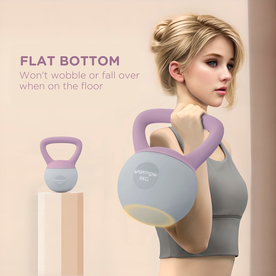 image 1 of SPORTNOW 8KG Kettlebell with Soft Body and Non-Slip Handle, Yellow and Grey | Purple | Purple and Grey