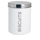 image 1 of Harbour Housewares Round Metal Kitchen Biscuit Tin - White