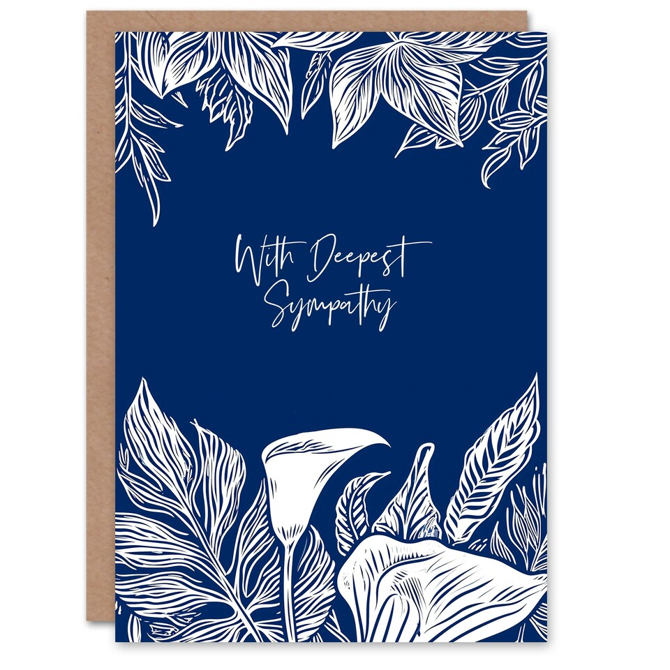 image 1 of Calla Lily Flower Botanical White With Sympathy Card