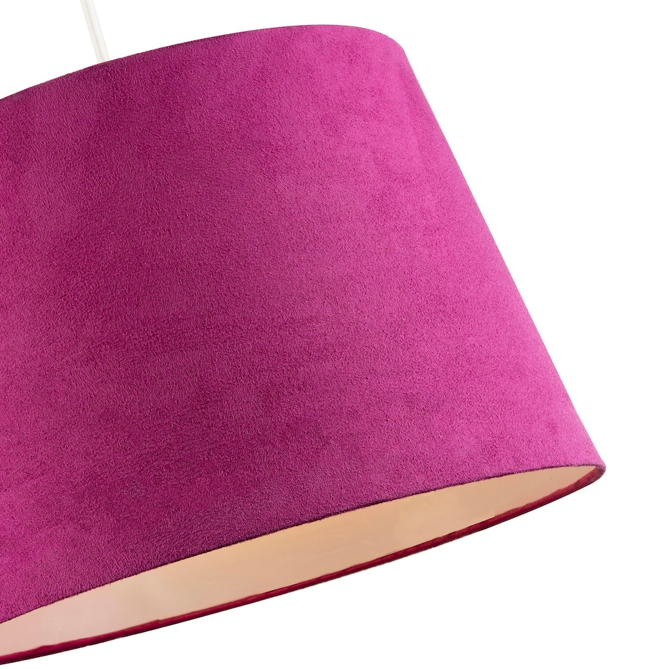 image 1 of Hot Pink Velvet Fabric 12 Inch Drum Lamp Shade with White Cotton Inner Pink