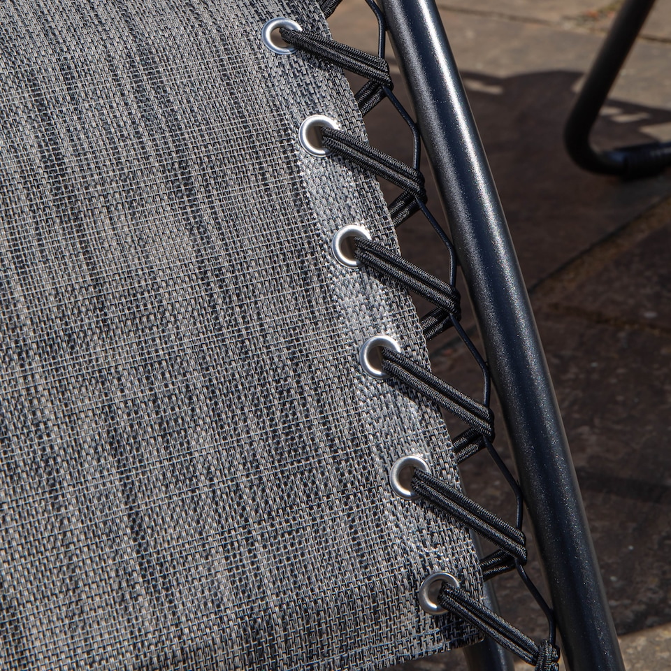 image 1 of Multi Position Garden Gravity Relaxer Chair Sun Lounger with Sun Canopy in Grey