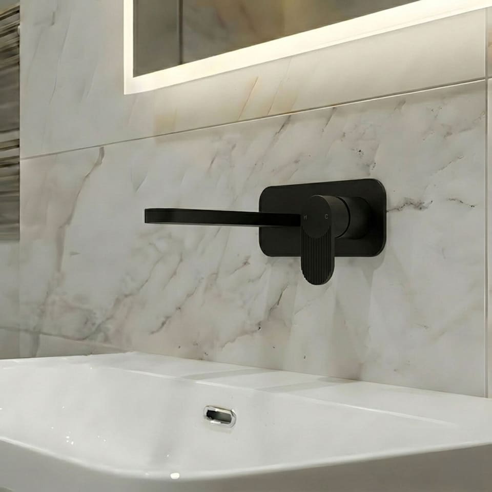 image 1 of Balterley 2TH Wall Mounted Basin Mixer with Plate
