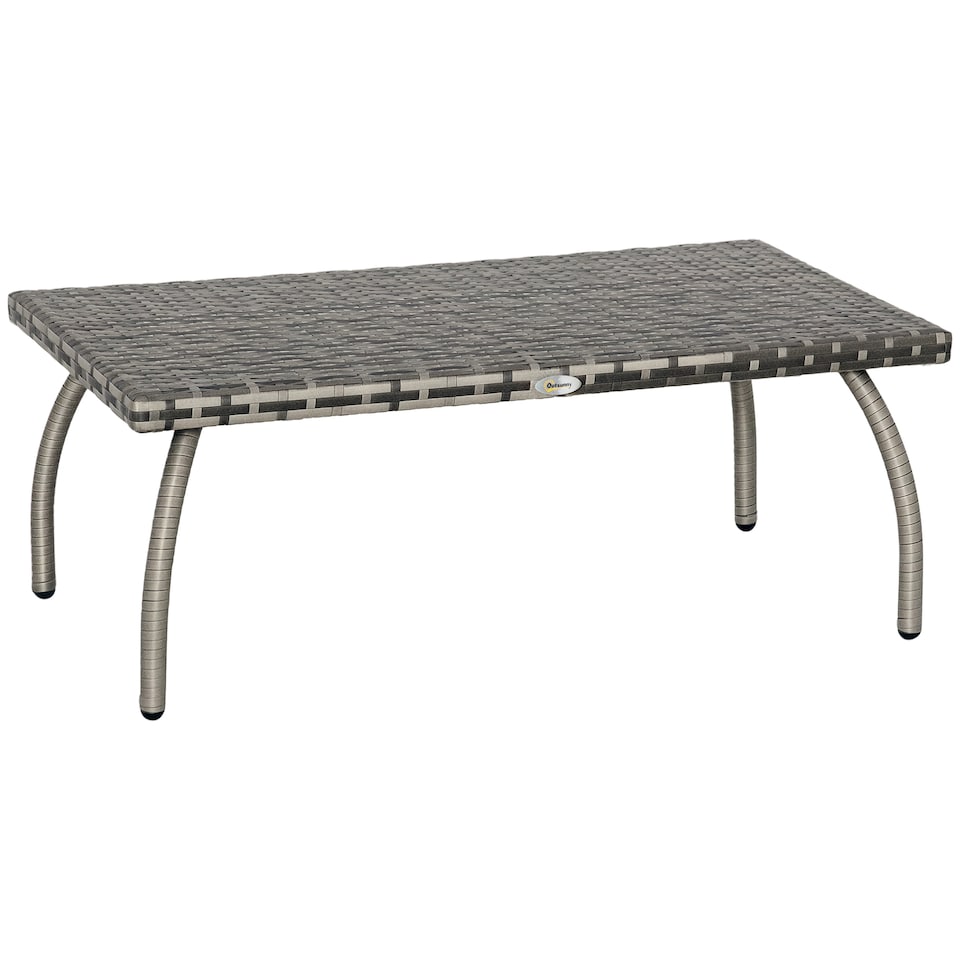 image 1 of Outsunny 90 cm Rattan Garden Coffee Table Wicker Outdoor Table Furniture