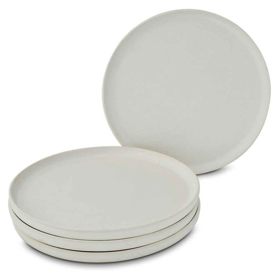 image 1 of Curateology LoHo Set of 4 Stoneware Dinner Plates 26cm - Reactive Glaze Light Grey