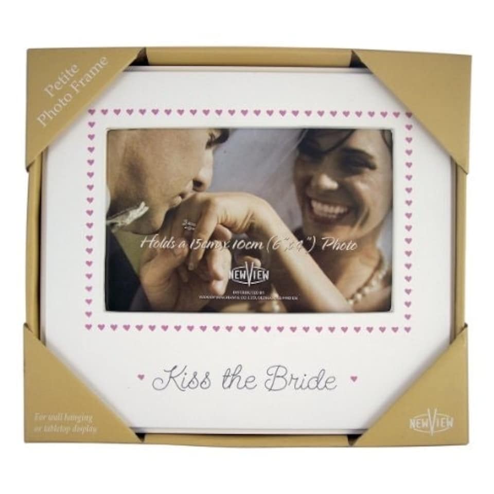 image 1 of New View Petite MDF Photo Frame "Kiss The Bride" Wedding