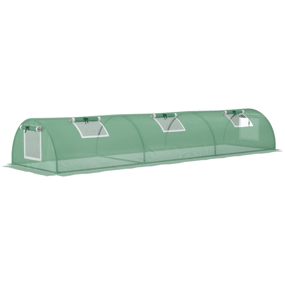 image 1 of Outsunny PE Mini Greenhouse, 3 M Portable Tunnel Green House w/ 5 Mesh Windows