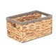 image 9 of Water Hyacinth with Grey Rope Border Rectangular Storage Basket Brown | Brown | M