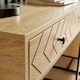 image 5 of Console Table 2 Drawers Aztec Design Oak Effect Metal Legs Hallway Storage Unit