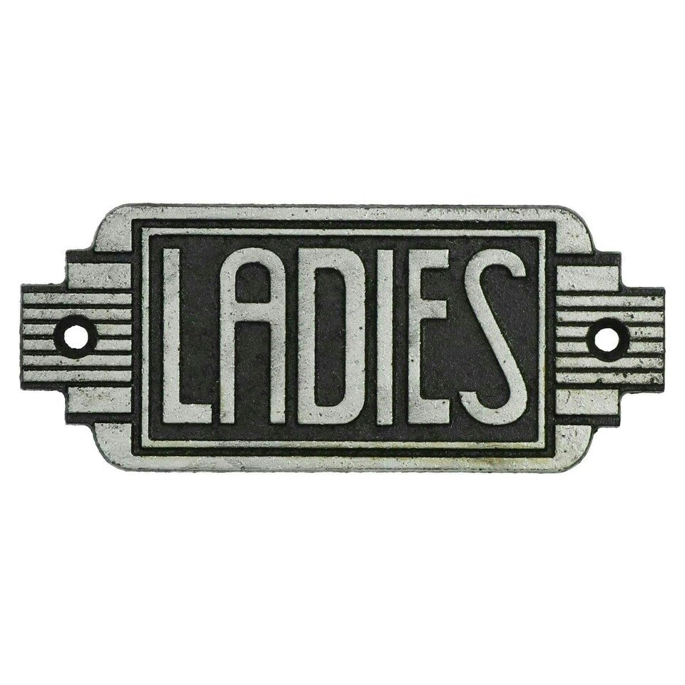 image 1 of Art Deco Ladies & Men Toilet Cast Iron Sign Plaque Door Wall Cafe Shop Pub Bar