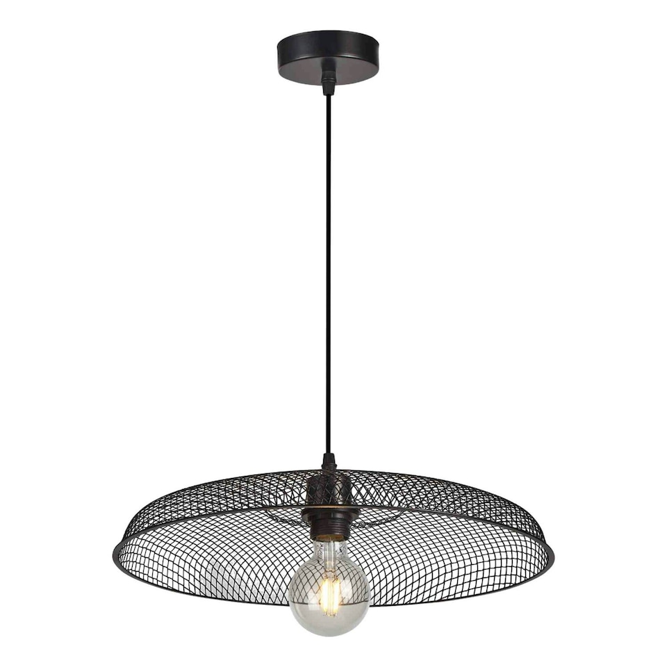 image 1 of Set of 2 Cassidy - Large Black Mesh Ceiling Pendant Lights Black