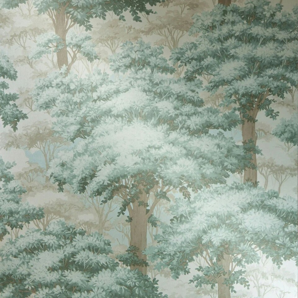 image 1 of New Forest Toile Wallpaper in Green Multi