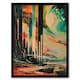 image 1 of Retro Sci-Fi Cliff By Moon Galaxy Fantasy Black Framed Wall Art Print A4