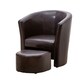 image 1 of Halewood Faux Leather Tub Chair with Integrated Stool - Brown