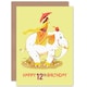 image 1 of Elephant Roller Skates Cartoon Age 12 Year Old Kids 12th Birthday Card