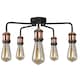 image 4 of Clark Matt Black and Copper 5 Light Semi Flush Ceiling Light