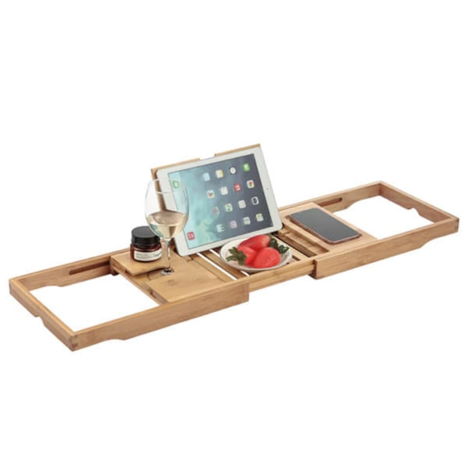 image 1 of Showerdrape Brooklyn Extendable Bamboo Bath Tray