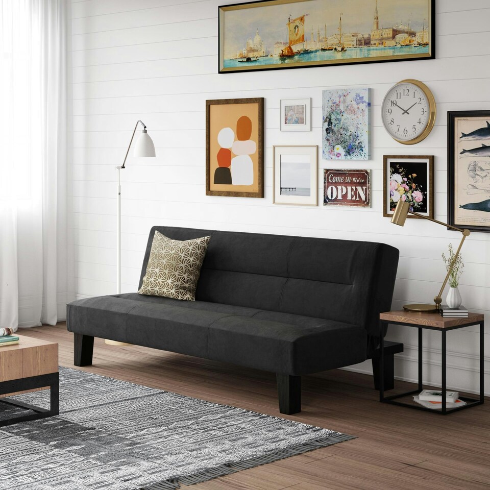 image 1 of Kebo Sofa Bed Sofa in Velvet Black Black | Black