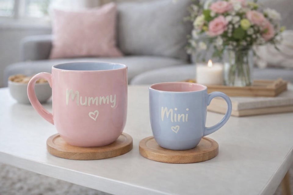 image 1 of Mummy & Mini Mug Gift Set Child Toddler New Mother Baby Shower Tea Coffee Cup