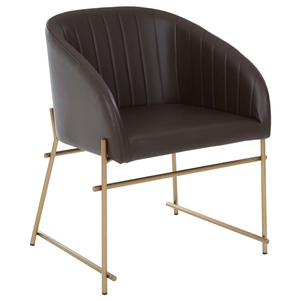 image 1 of Interiors by Premier Brown Faux Leather Armchair, Modern Dining Chair, Luxe Dining Room Accent Chair, Comfortable Dining Chair