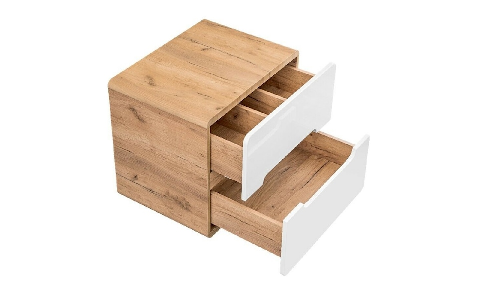 image 1 of 600mm Vanity Unit for Countertop Sink Wall Bathroom Cabinet with Drawers Handleless White Gloss Oak Arub