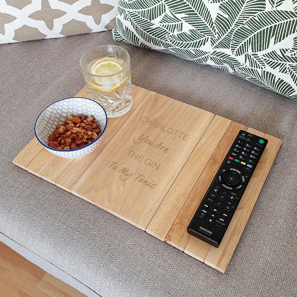 image 1 of Personalised Free Text Wooden Sofa Tray