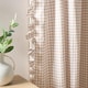 image 4 of OHS Gingham Frill Voile Net Curtain Pair Window Panels Slot Top Set | Brown | Natural | One Size
